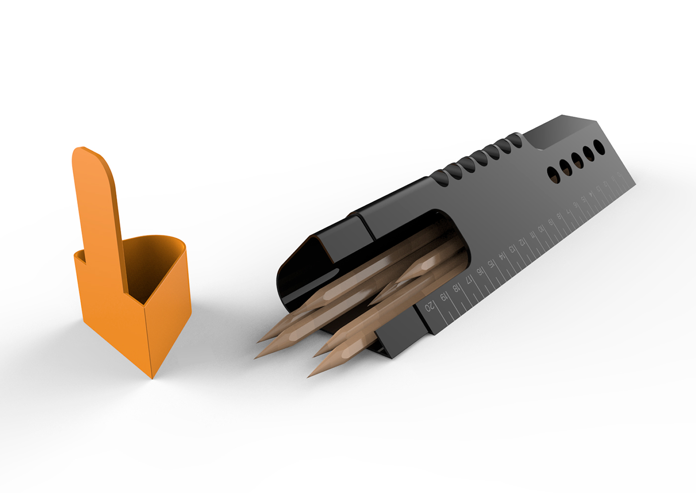 ruler，pen container，storage box，Trough，