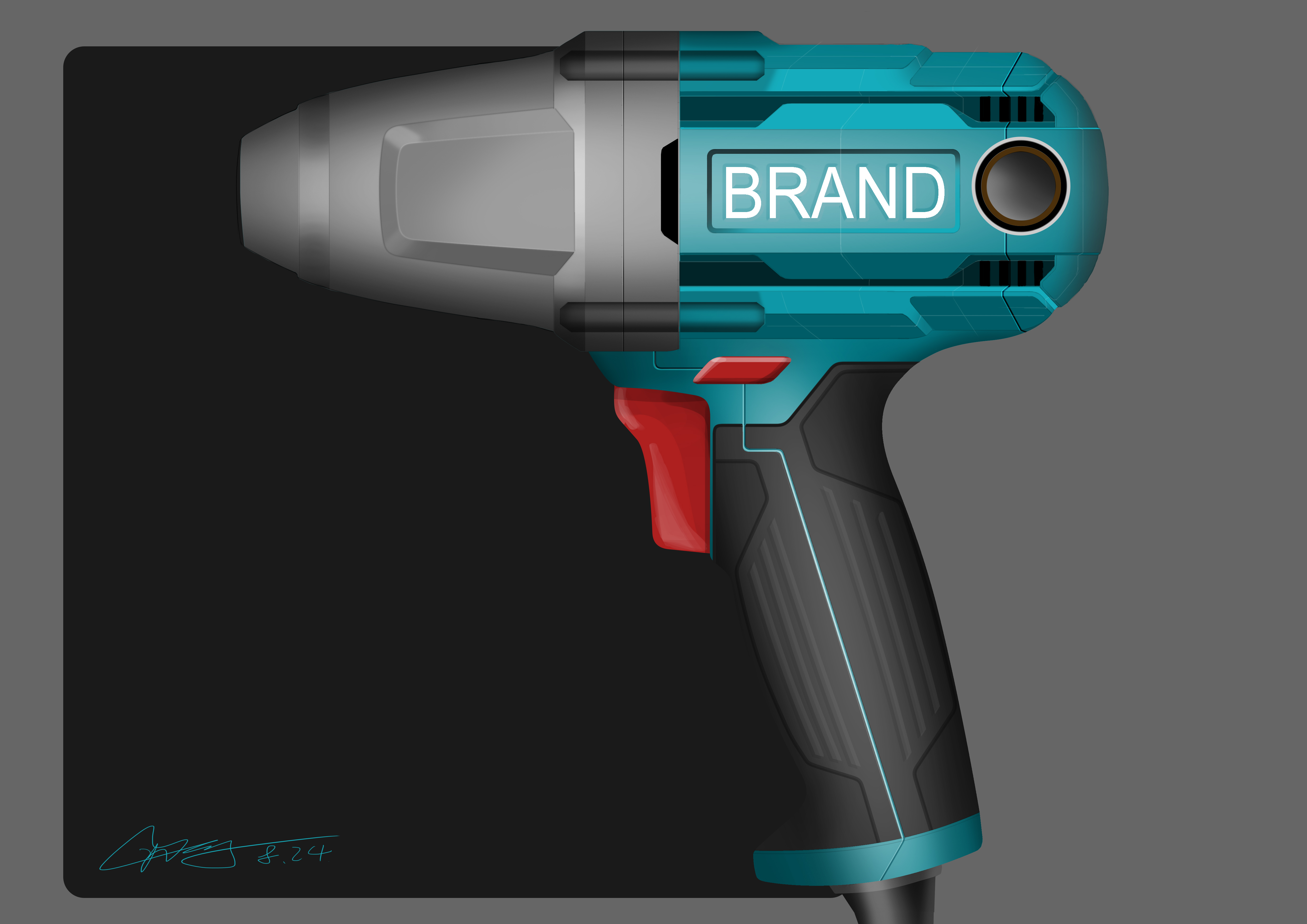 yulo，Electric tool，Hand drawn，One shot design，sketch，
