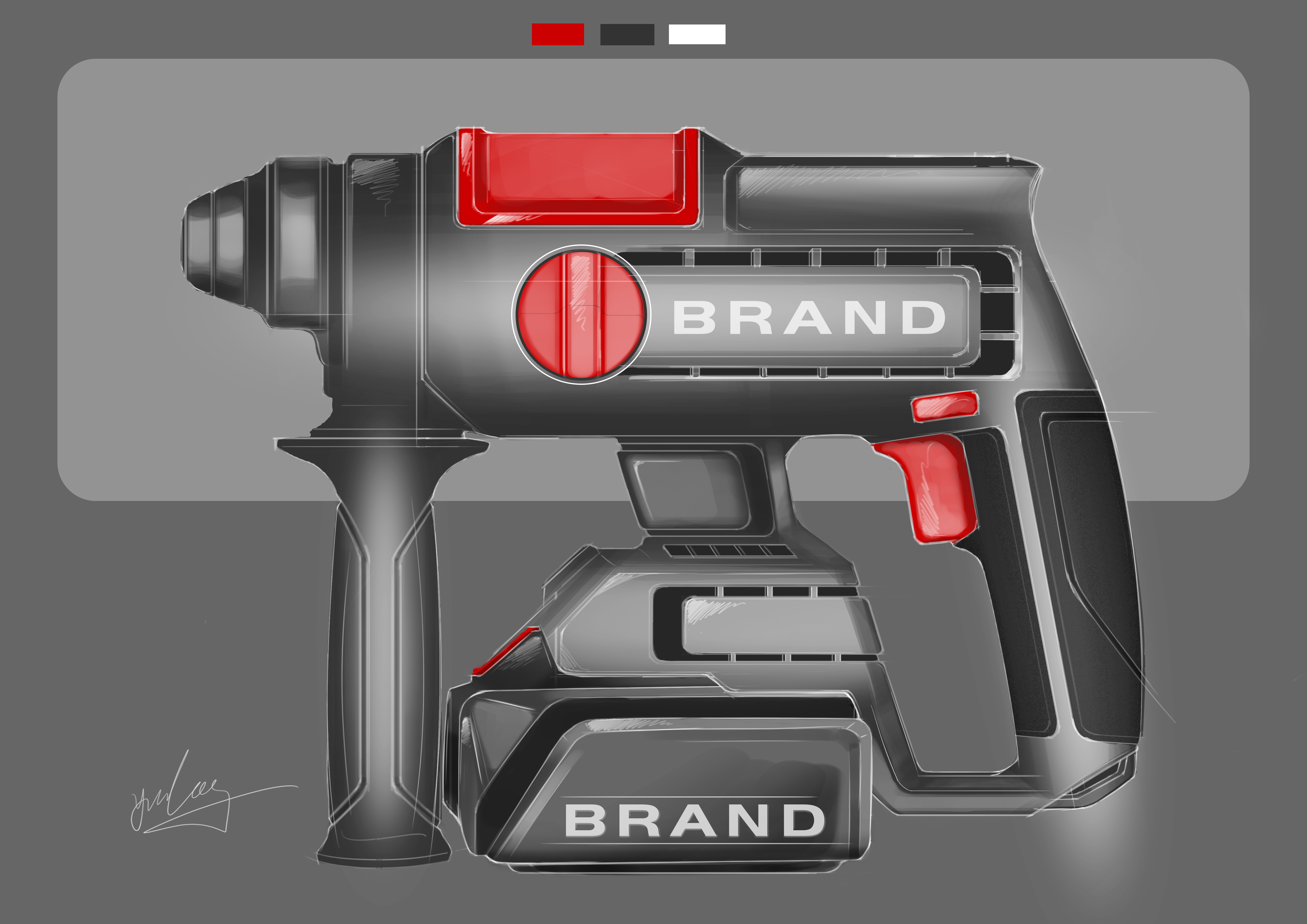 yulo，Electric tool，Hand drawn，One shot design，sketch，