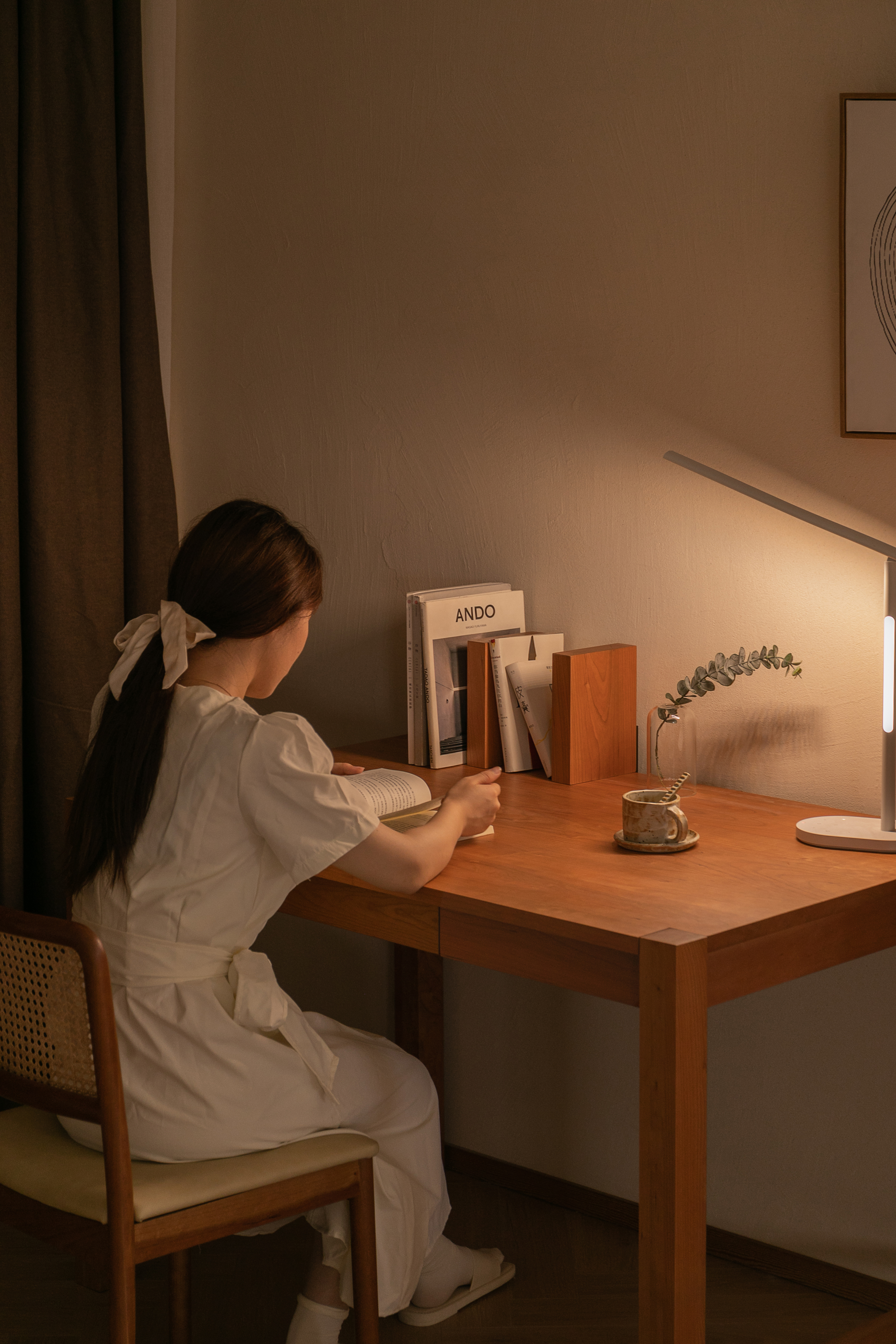 Solid wood desk / simple / quiet / Japanese / Nordic / study，