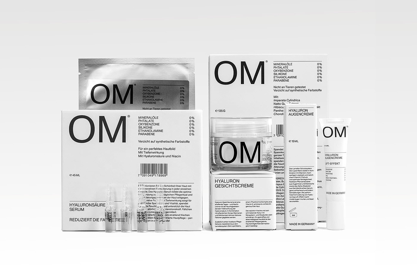 OM，German Skincare，Cosmetics，packing design，Brand identification，Simple design，