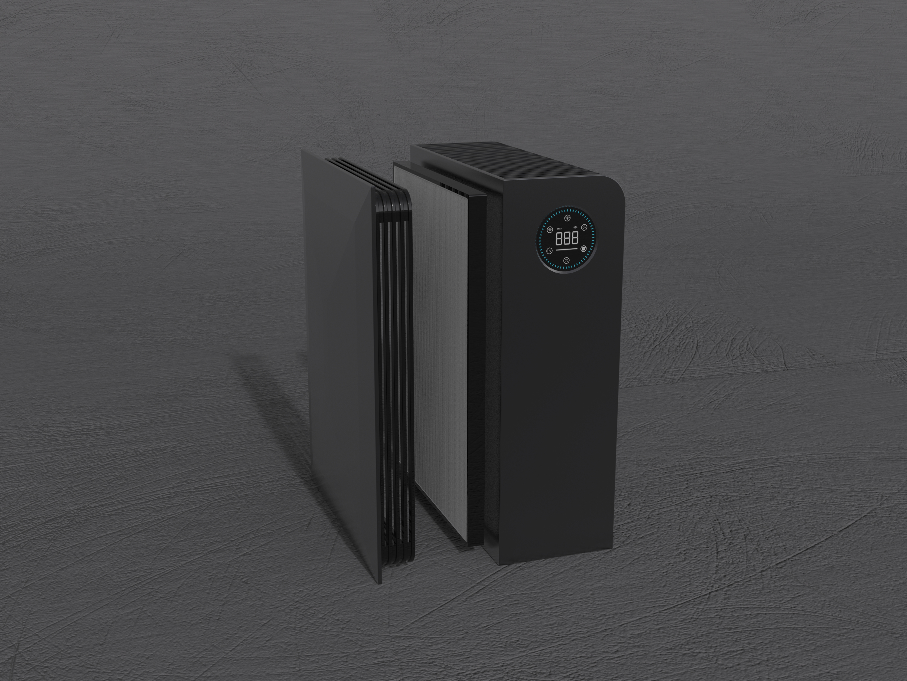 air cleaner，household electrical appliances，Appearance design，desktop，