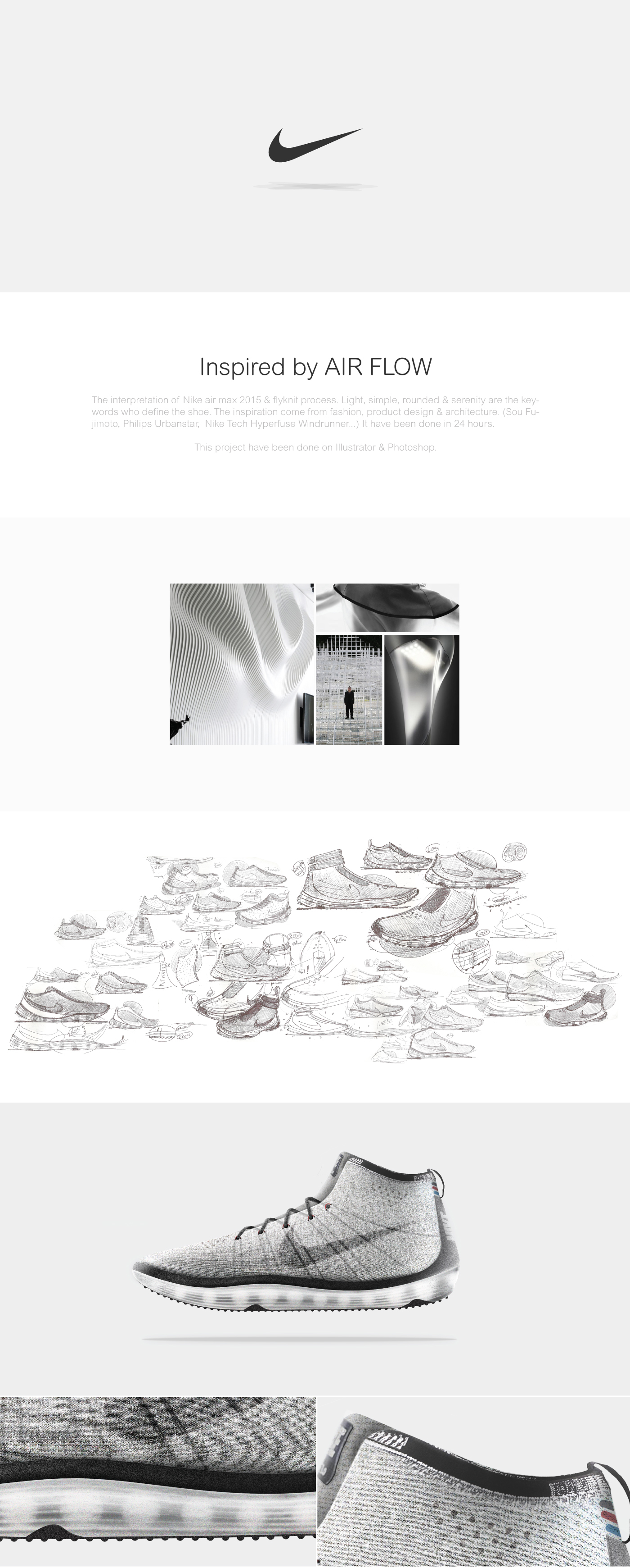 NIKE - AIRMAX，Fiyknit process，Light and simple，Airflow inspiration，