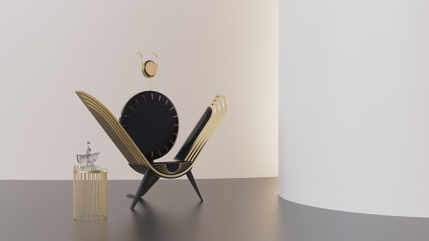 Eastron chair，Istron，Ebony and brass，Ancient Egypt，Egyptian mythology，