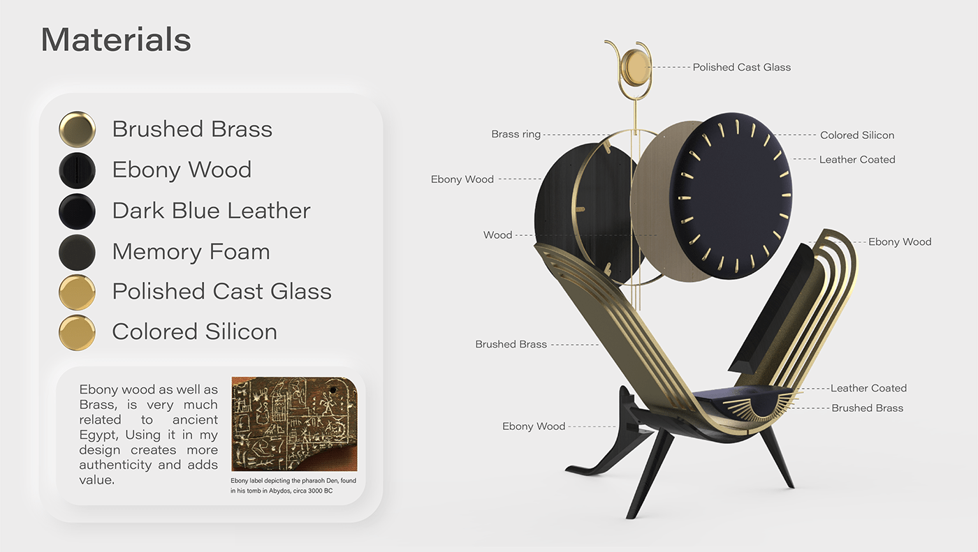 Eastron chair，Istron，Ebony and brass，Ancient Egypt，Egyptian mythology，