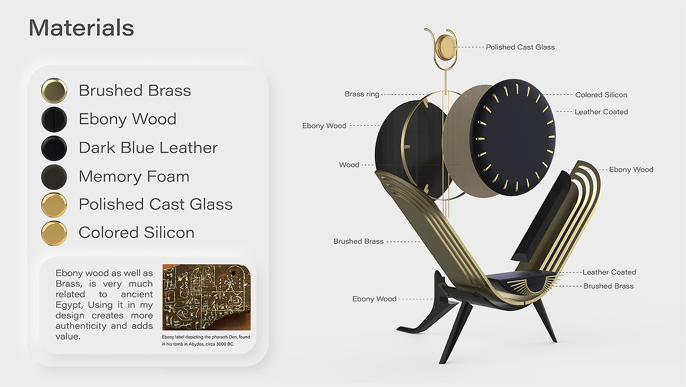 Eastron chair，Istron，Ebony and brass，Ancient Egypt，Egyptian mythology，