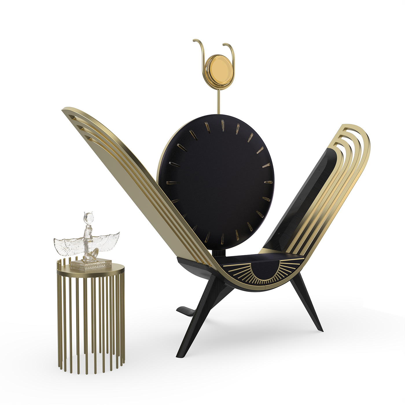 Eastron chair，Istron，Ebony and brass，Ancient Egypt，Egyptian mythology，