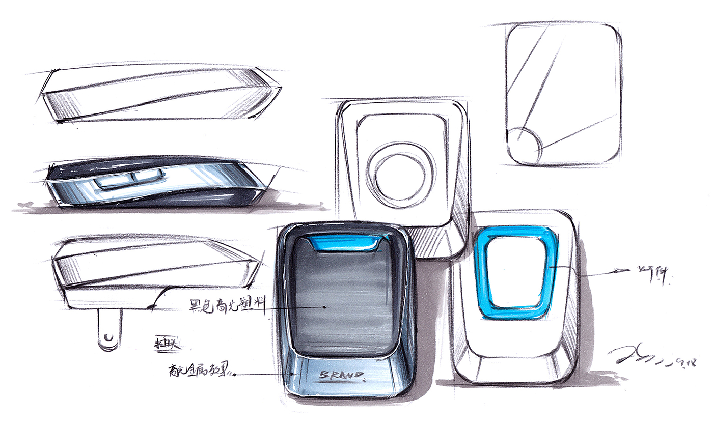 Bionics Design ，Industrial design sketch，Hand drawn renderings of products，Hand drawn sketch of industrial design，