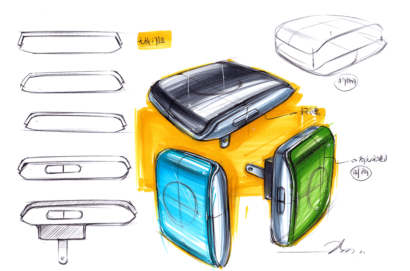 Bionics Design ，Industrial design sketch，Hand drawn renderings of products，Hand drawn sketch of industrial design，