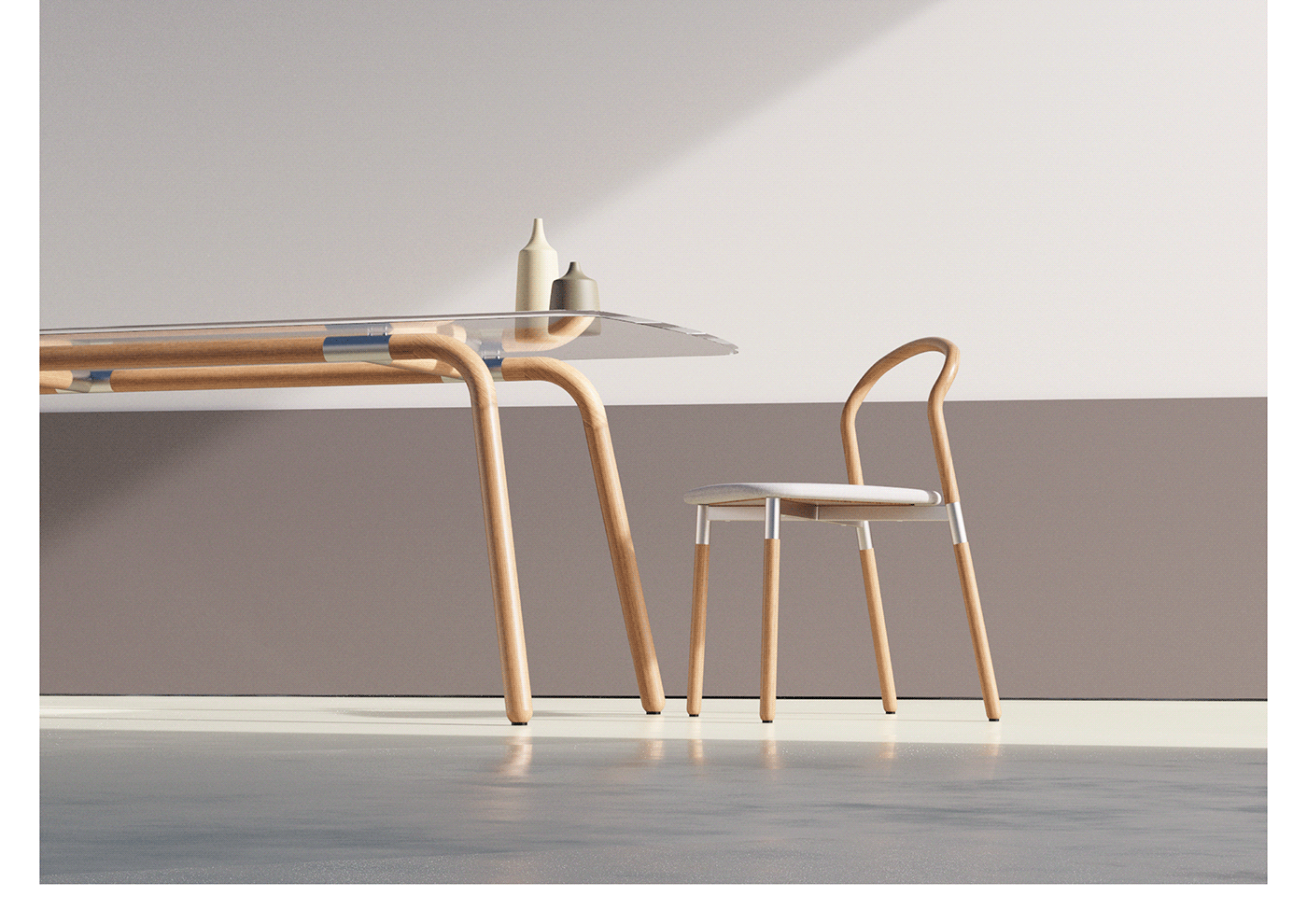 Tables and chairs，woodiness，Glass，