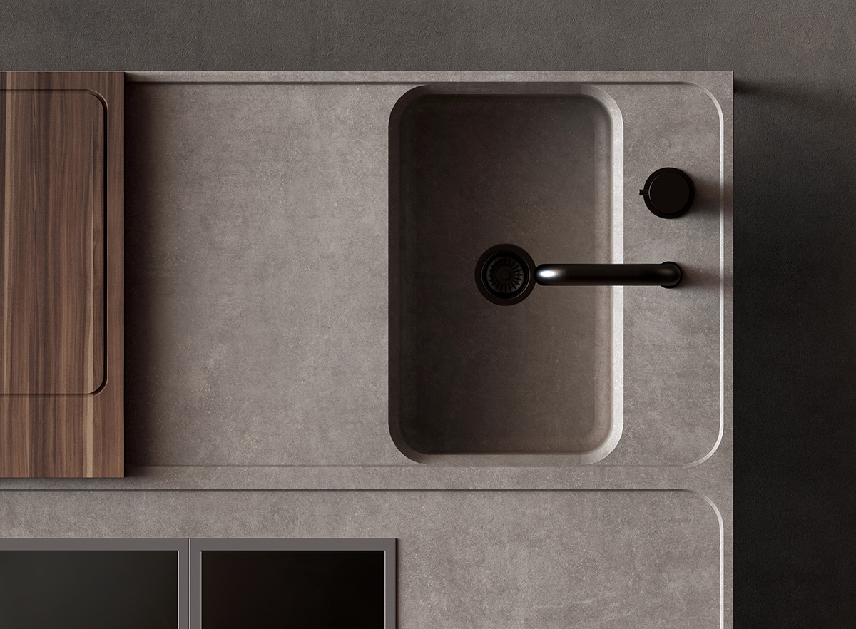 Terrenere outdoor kitchen，Characteristics of Modernism，absolute form，Rural and organic design，Concrete outdoor kitchen system，