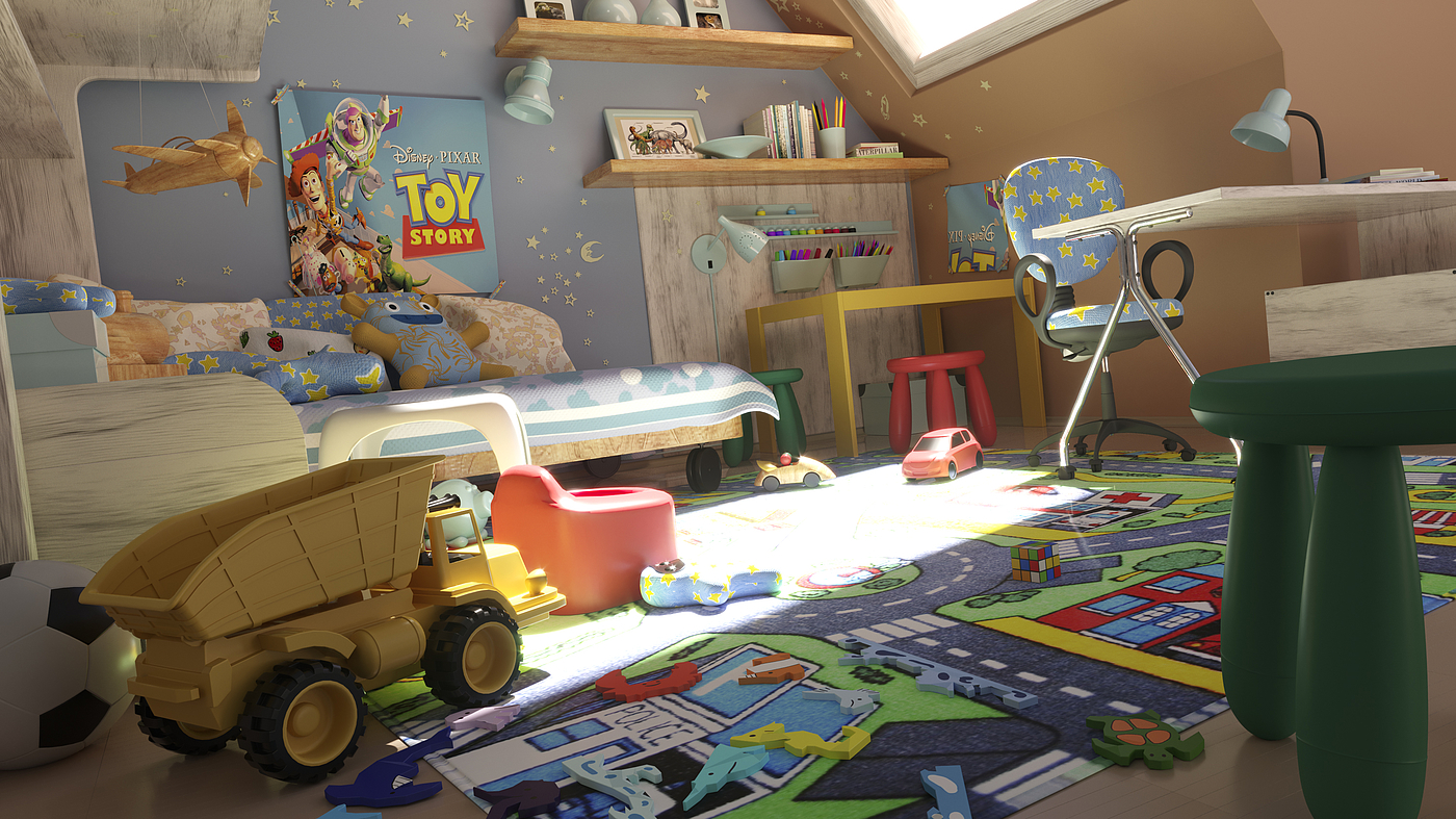 scene，indoor，c4d，Cinema 4D，Children's room，Scene rendering，Indoor rendering，