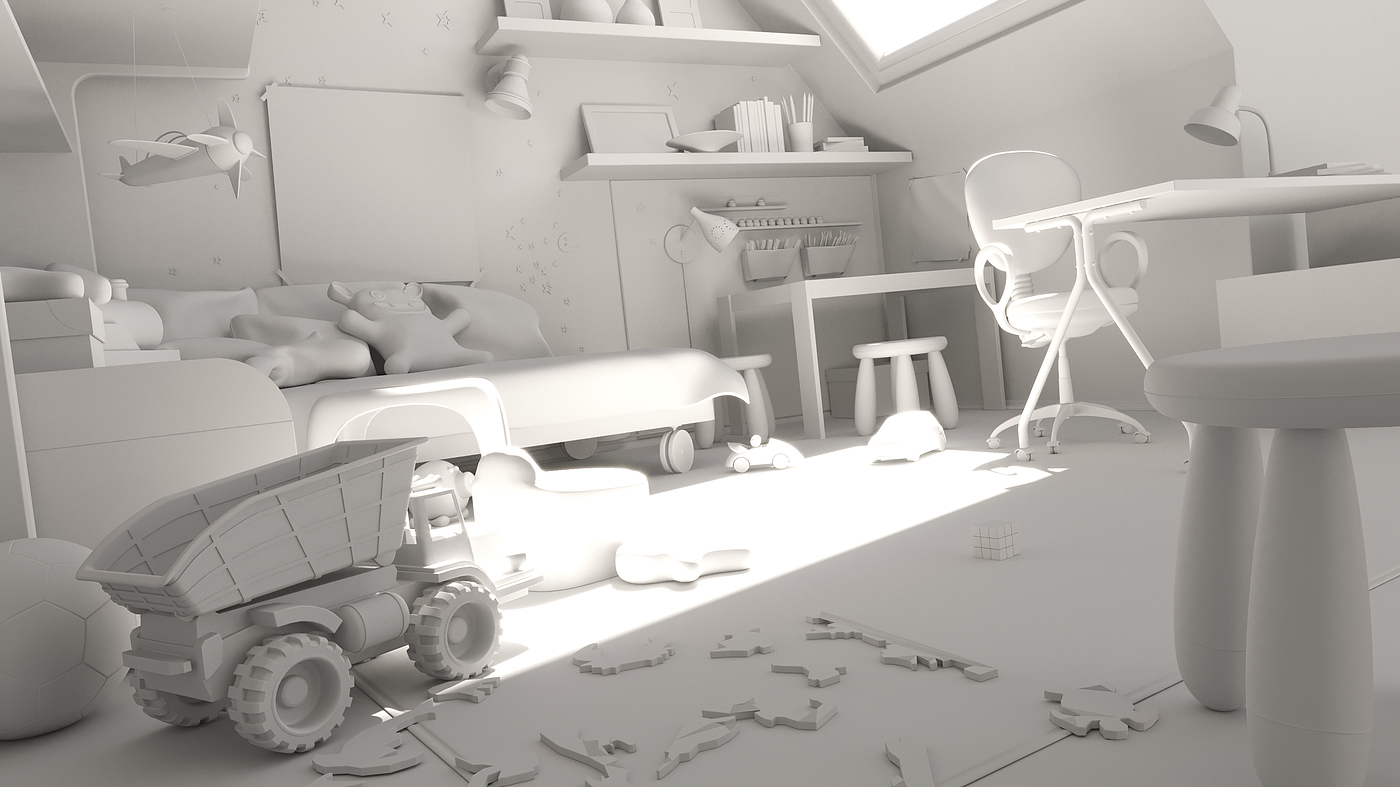 scene，indoor，c4d，Cinema 4D，Children's room，Scene rendering，Indoor rendering，