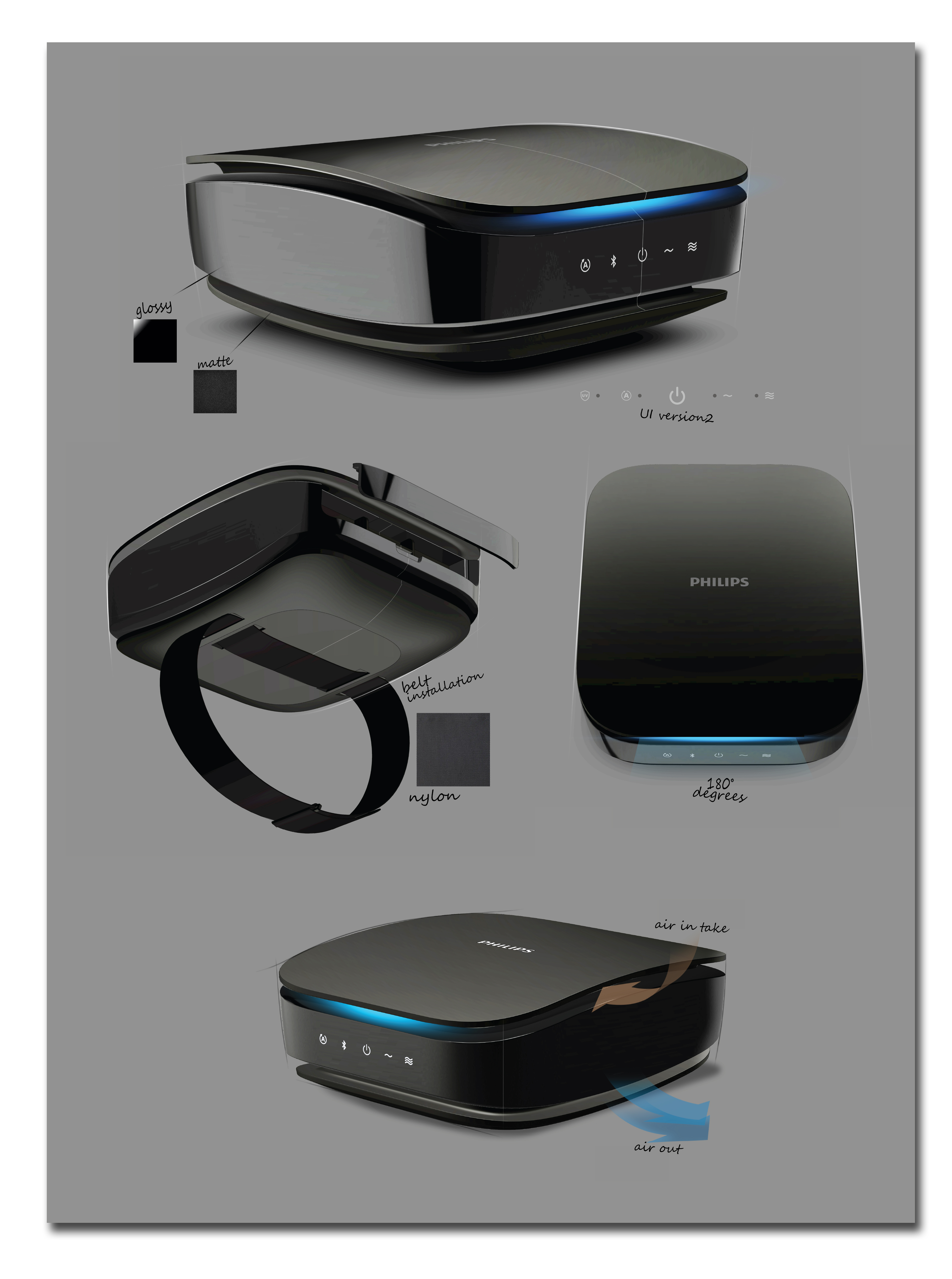 product design，industrial design，air cleaner，Interior purification，Portable air purification，philips，Philips，Ultraviolet sterilization，