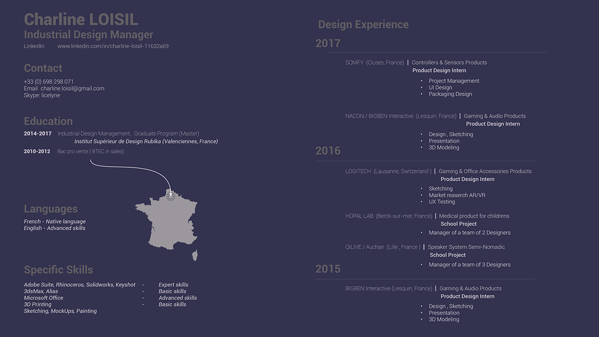sample reels，Ms Charline LOISIL，product，Design，