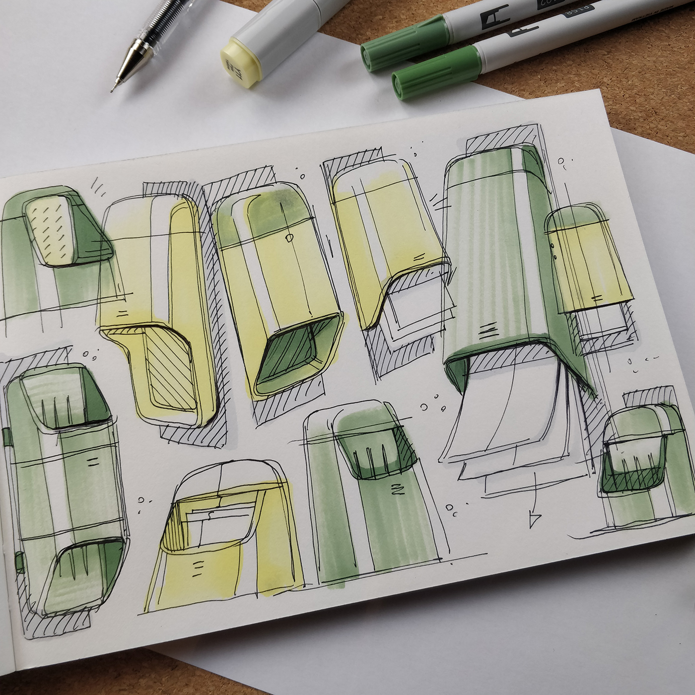 Design sketch，Design hand drawn，illustration，Marker performance chart，