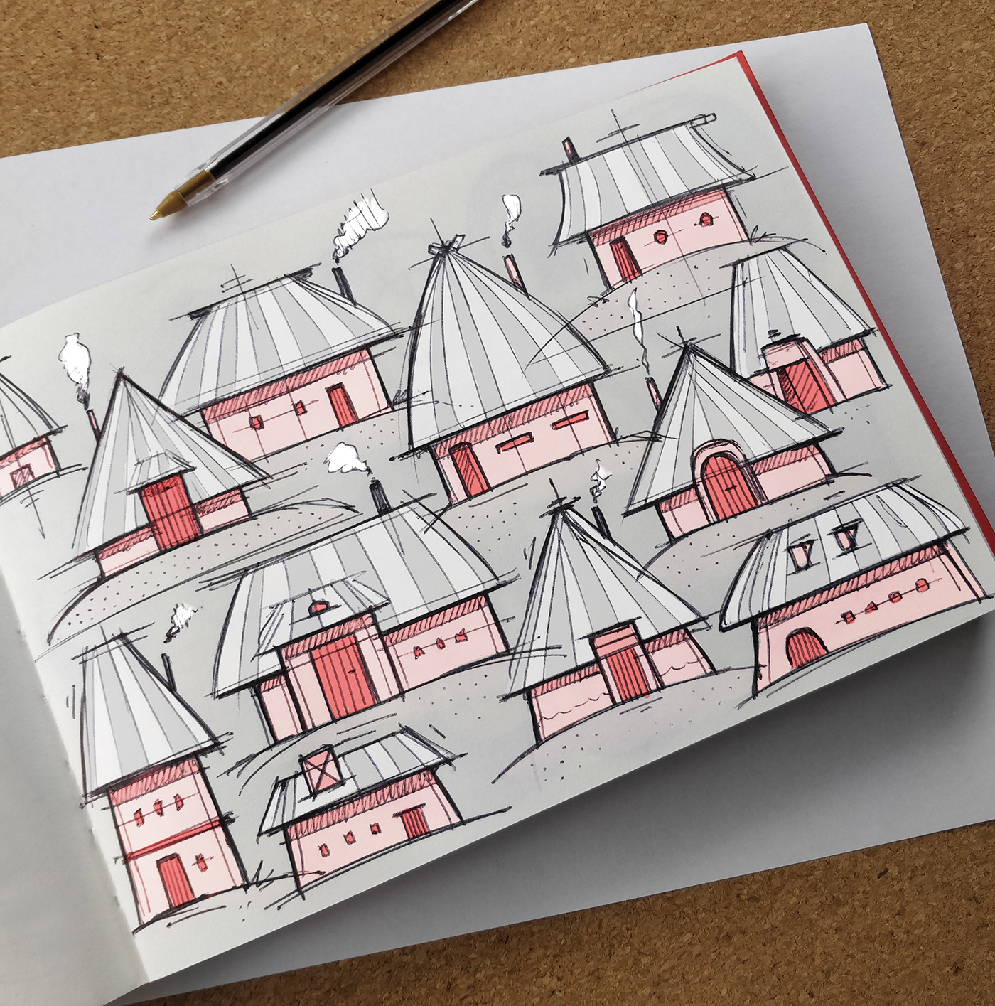 Design sketch，Design hand drawn，illustration，Marker performance chart，