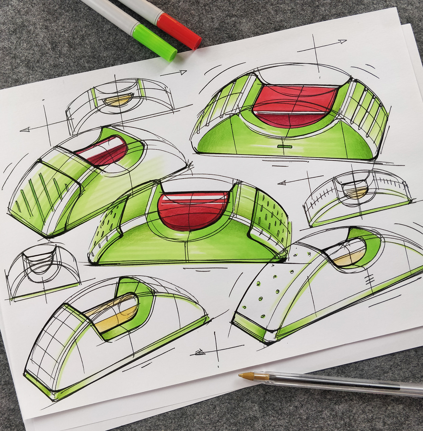 Design sketch，Design hand drawn，illustration，Marker performance chart，