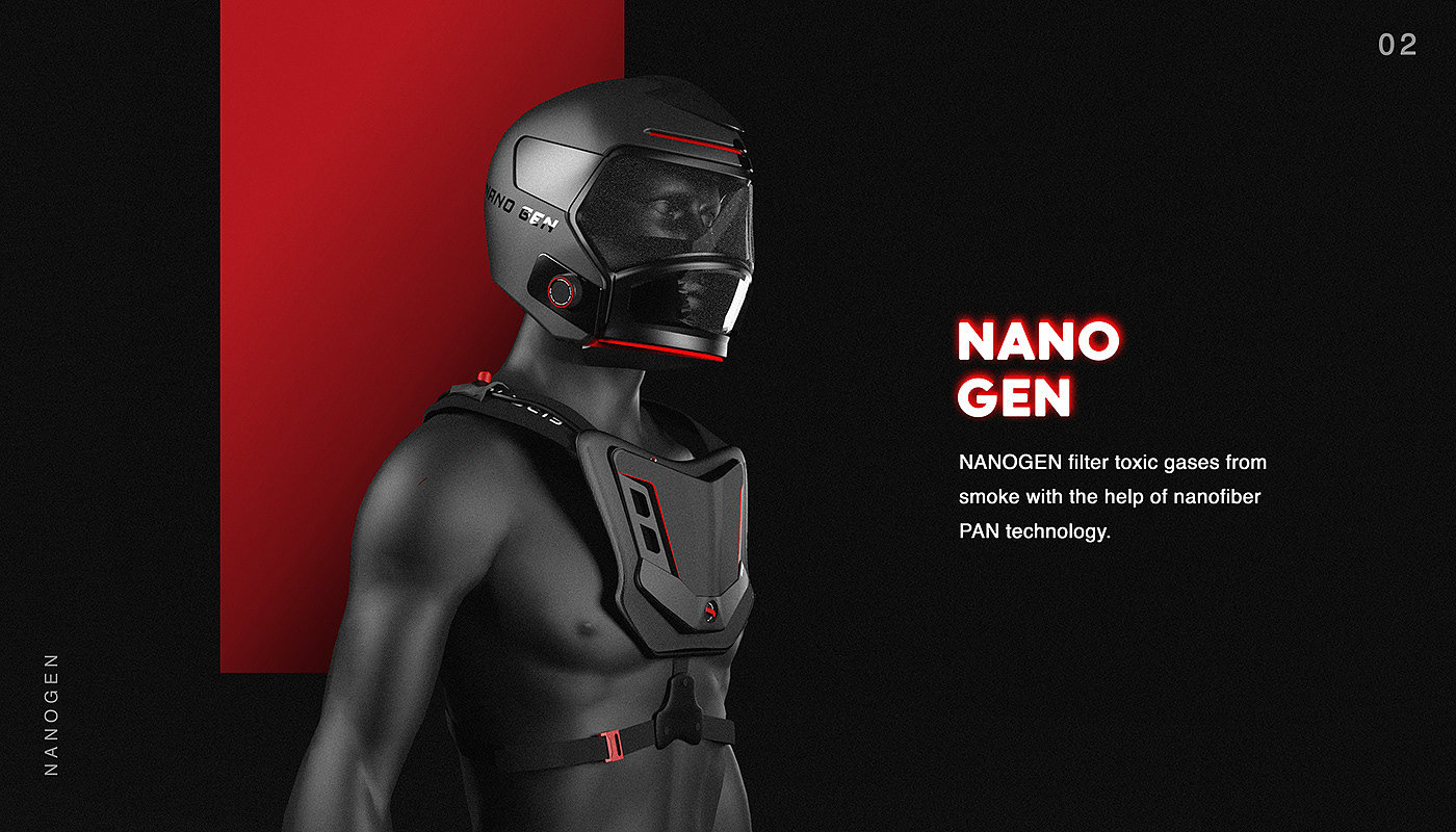 NanoGen，Breathing apparatus for firefighters，Self contained breathing apparatus (SCBA)，Safe and effective，Carbon monoxide and hydrogen cyanide, etc，Nanofiber，