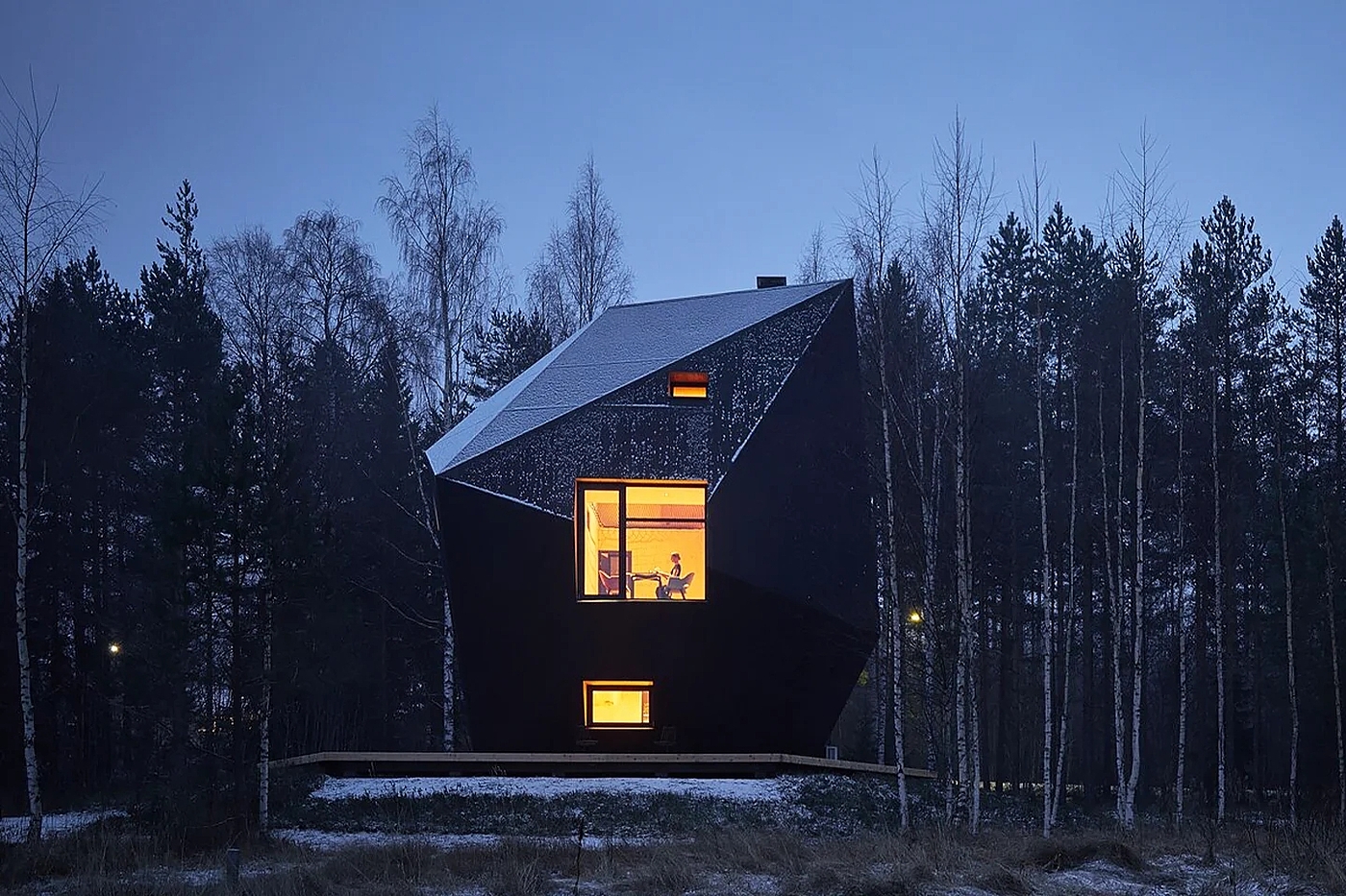 室内设计，建筑，陨石，森林小屋，