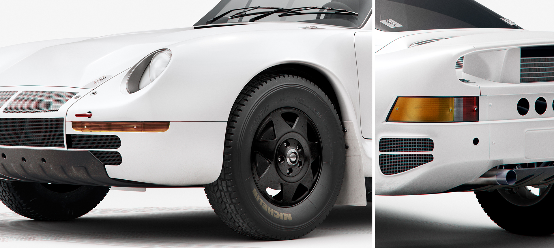 3D modeling，Automobile design，white，Simplicity，Porsche959，Porsche，
