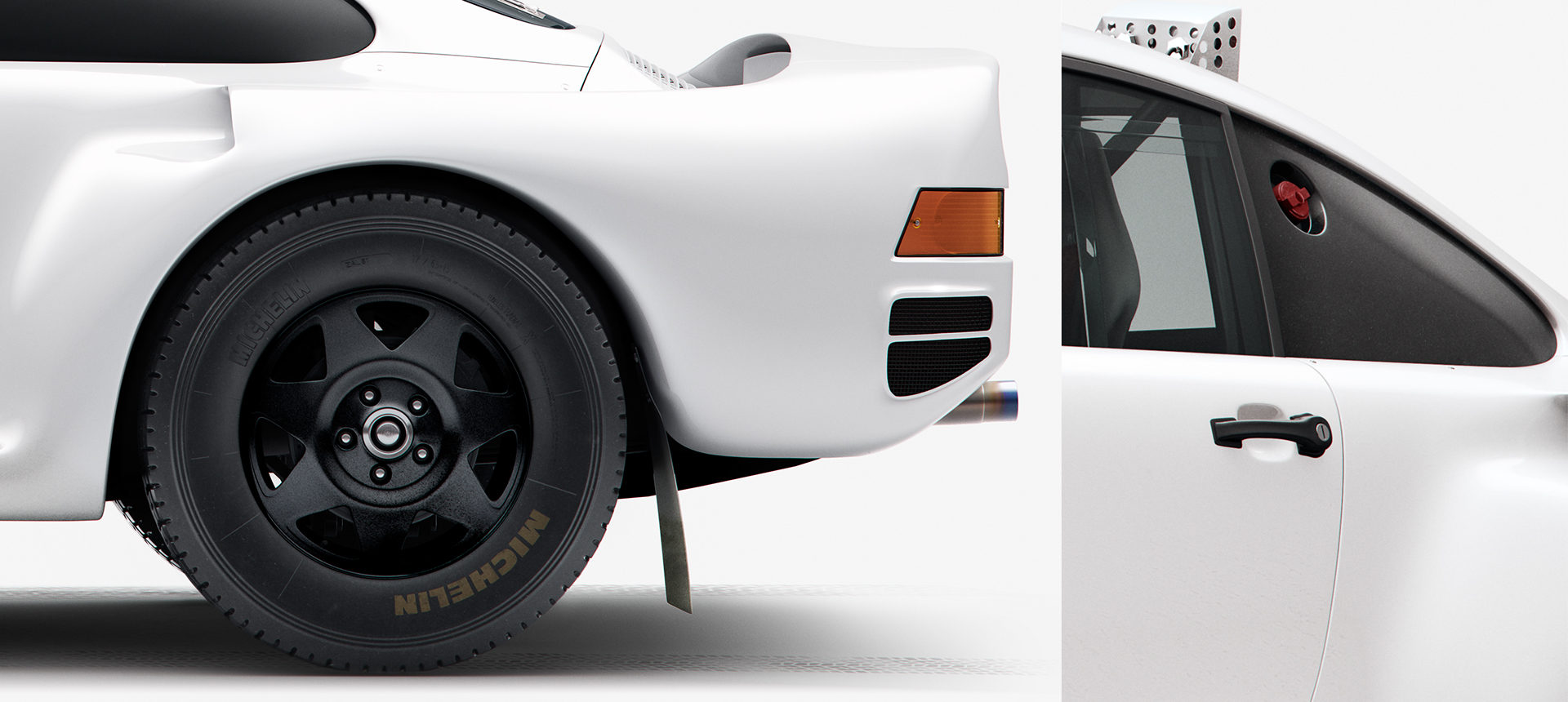 3D modeling，Automobile design，white，Simplicity，Porsche959，Porsche，