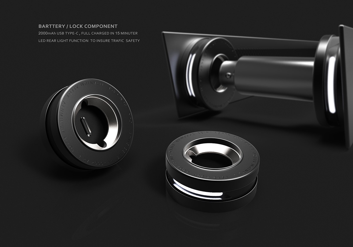 Chinese designer，Kinsey Yu，Bicycle，lock，Taillight，