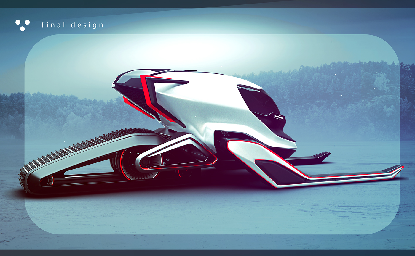Snowmobile，Hand drawn，draft，conceptual design，vehicle，