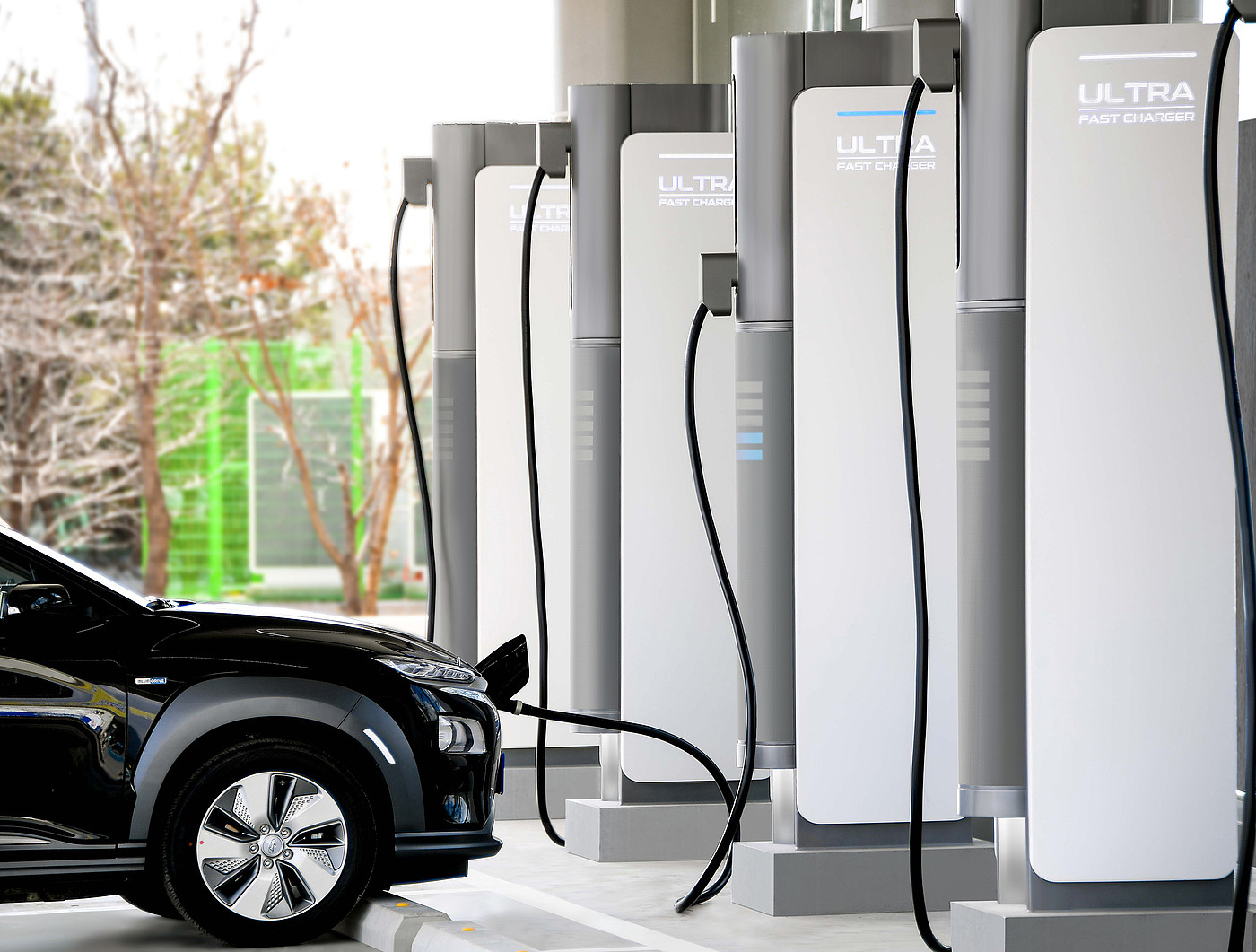 Future electric vehicle charger，E-pit ultrafast charger，People oriented design，currency，Keyword design，