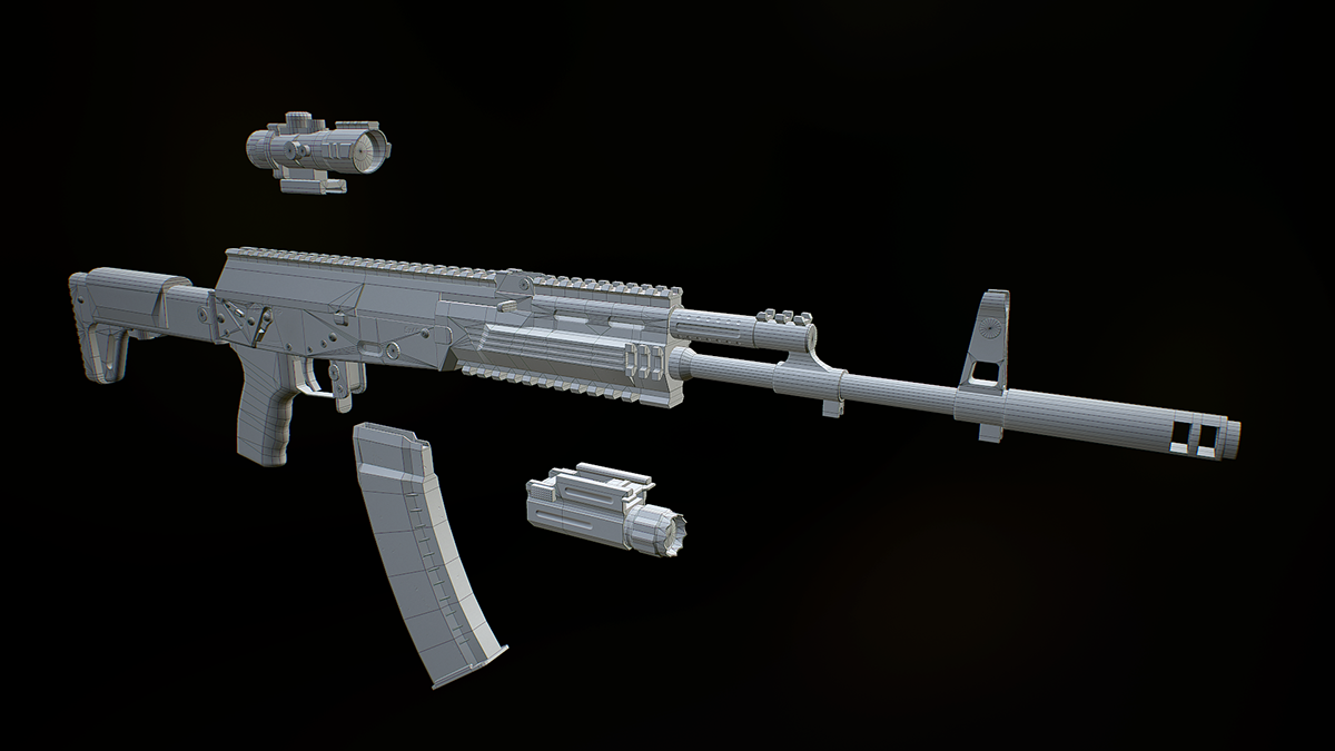 game，prop，gun，AK 12，modeling，Render，Move Station，