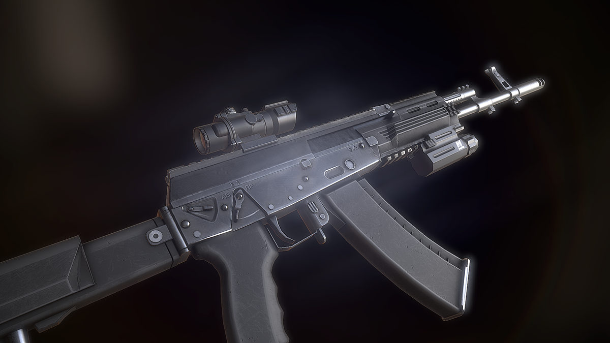 game，prop，gun，AK 12，modeling，Render，Move Station，