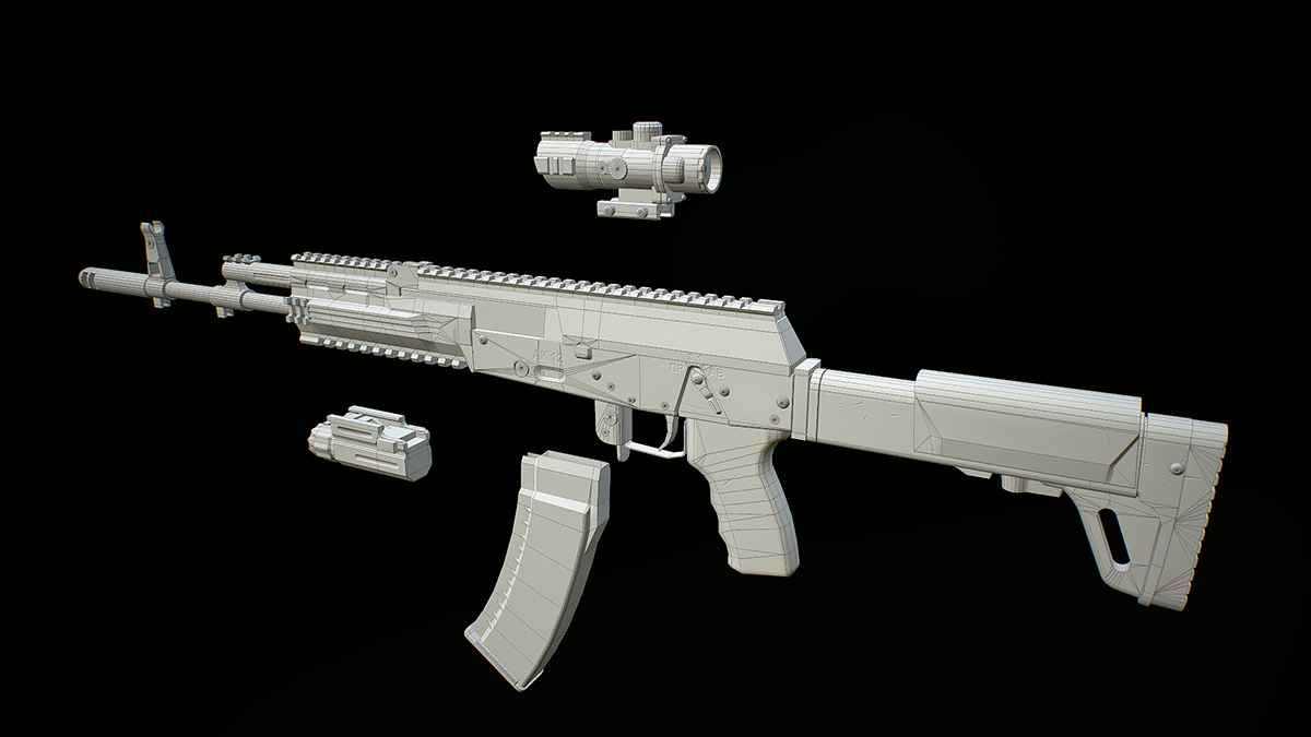 game，prop，gun，AK 12，modeling，Render，Move Station，