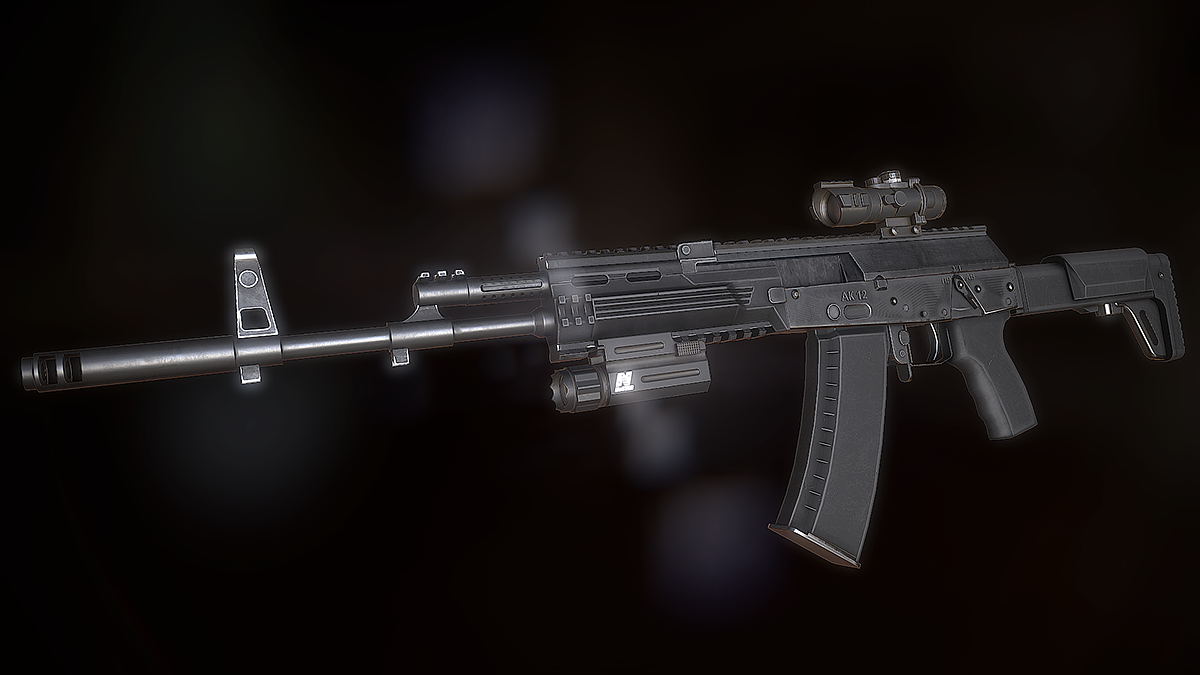 game，prop，gun，AK 12，modeling，Render，Move Station，