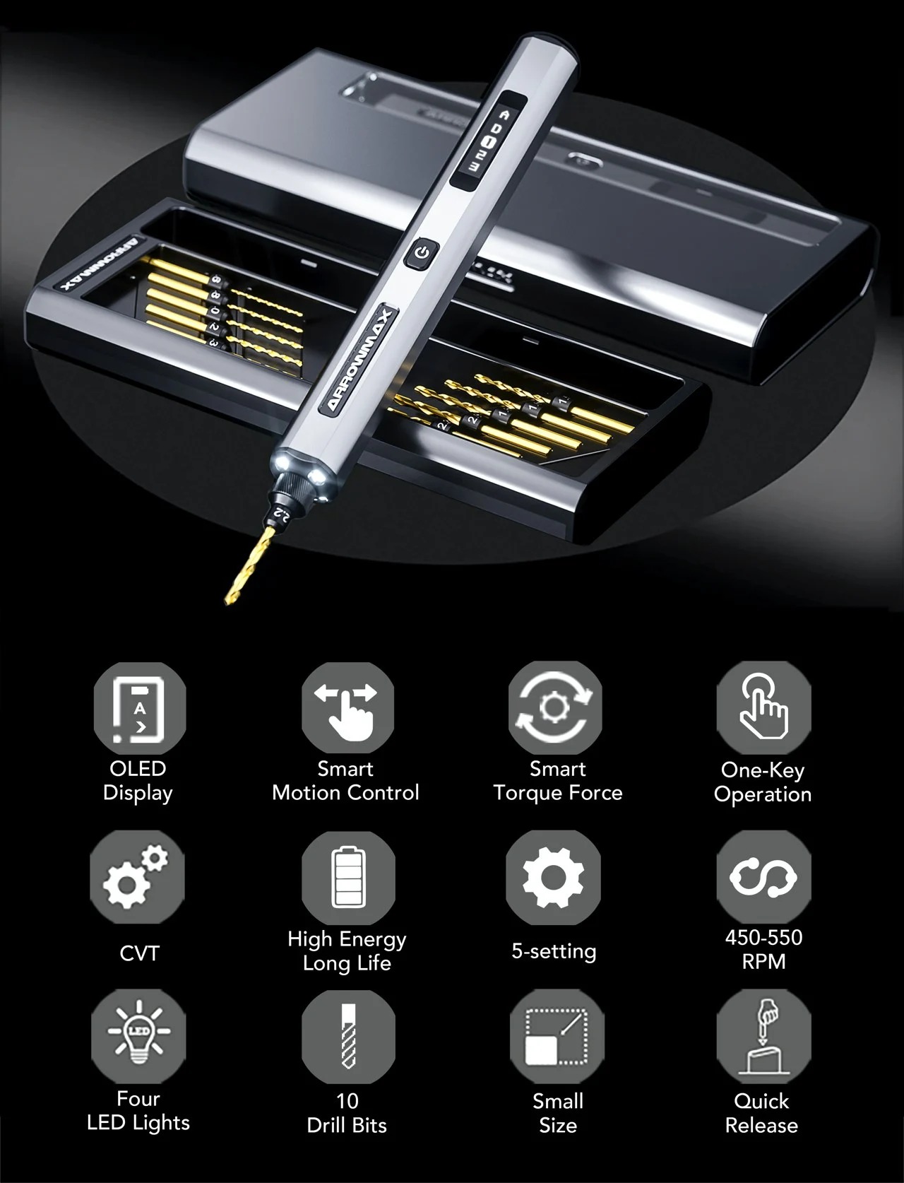 ArrowMax RC，SES Pro manufacturer，Red dot award，Simple and compact，Miniature hand drill，Rechargeable electric drill，