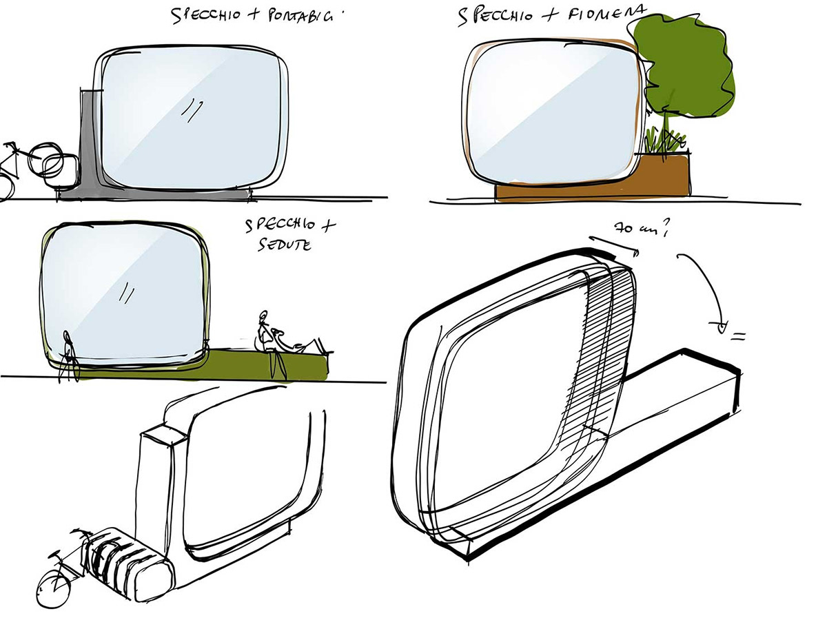 Outdoor furniture，mirror，chair，concrete，