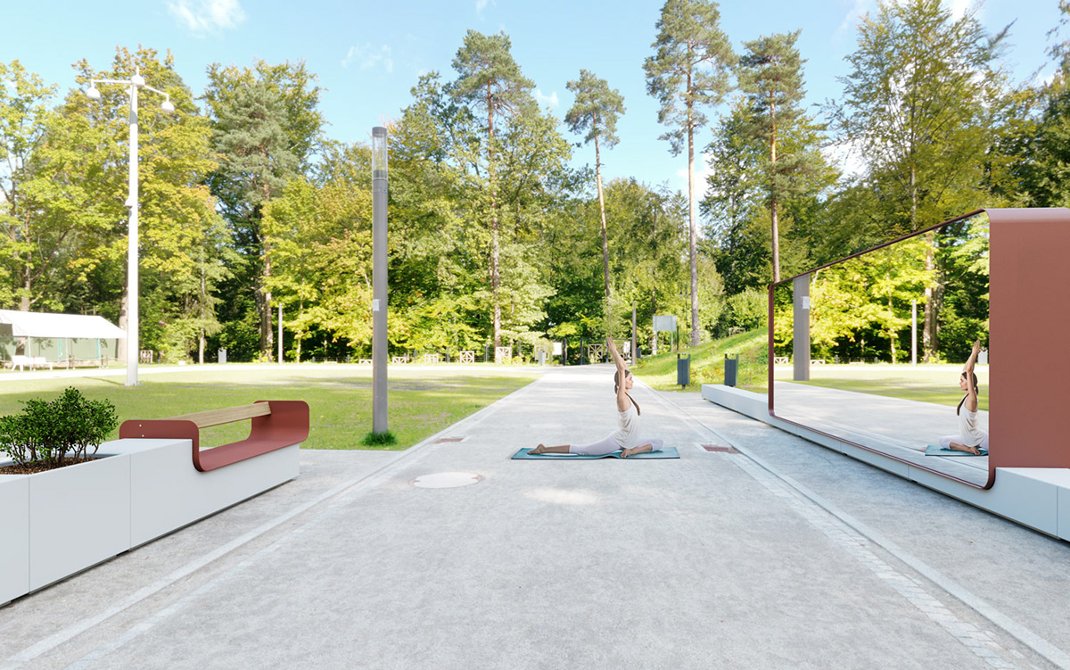 Outdoor furniture，mirror，chair，concrete，