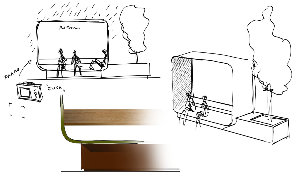 Outdoor furniture，mirror，chair，concrete，