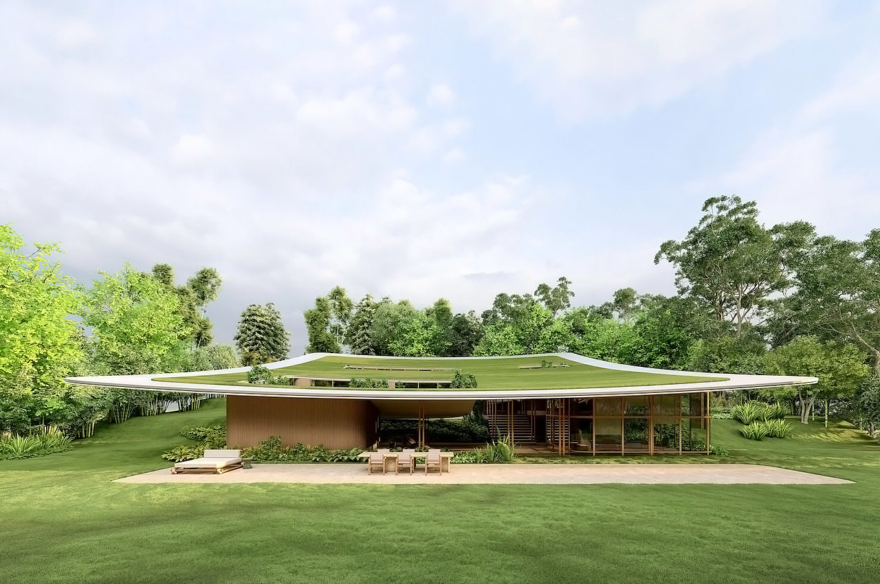 Hill House，Green roof，villa，Architectural design，