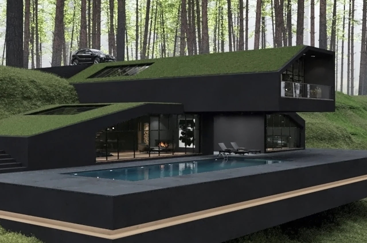 Hill House，Green roof，villa，Architectural design，