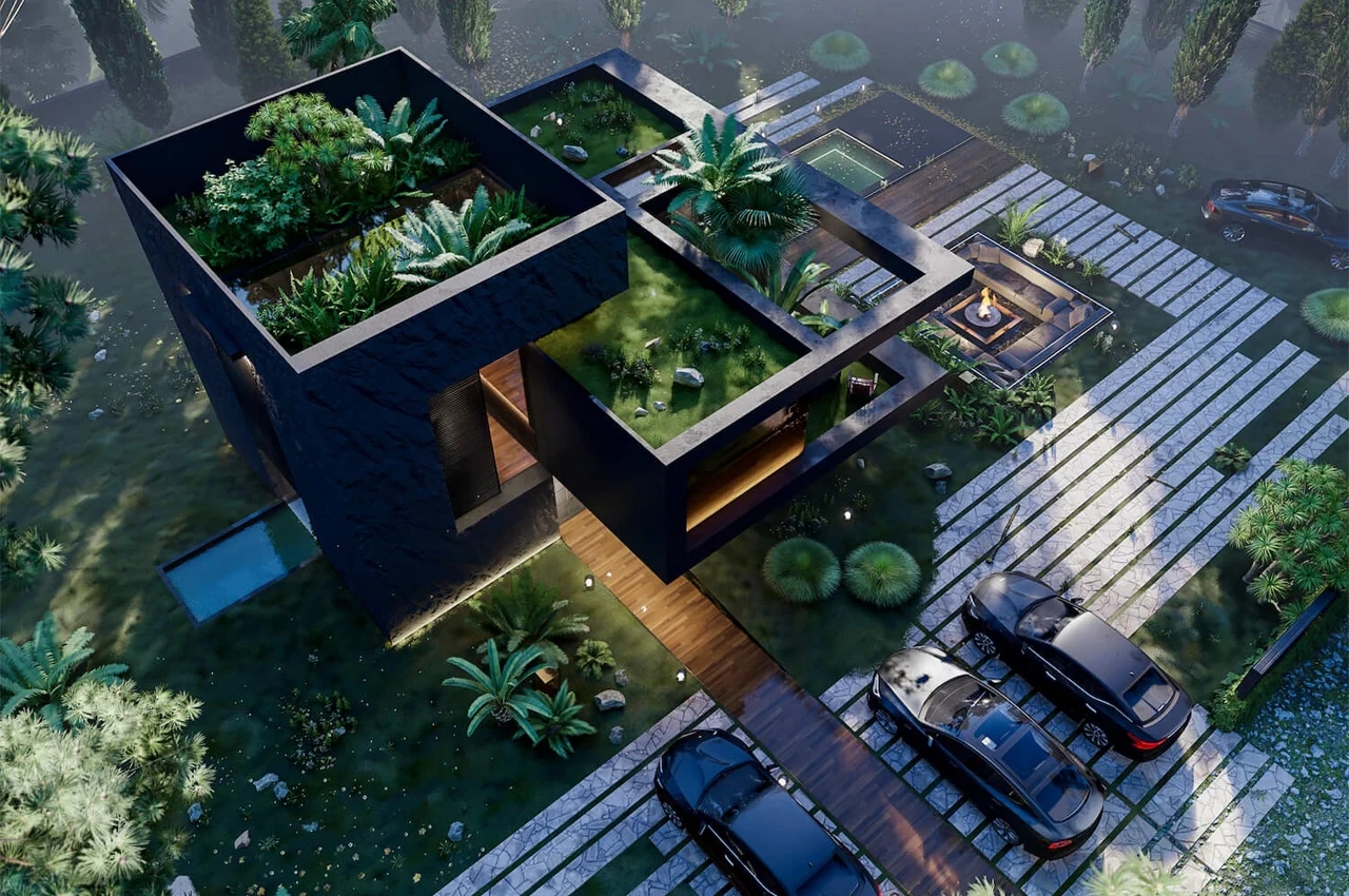 Hill House，Green roof，villa，Architectural design，