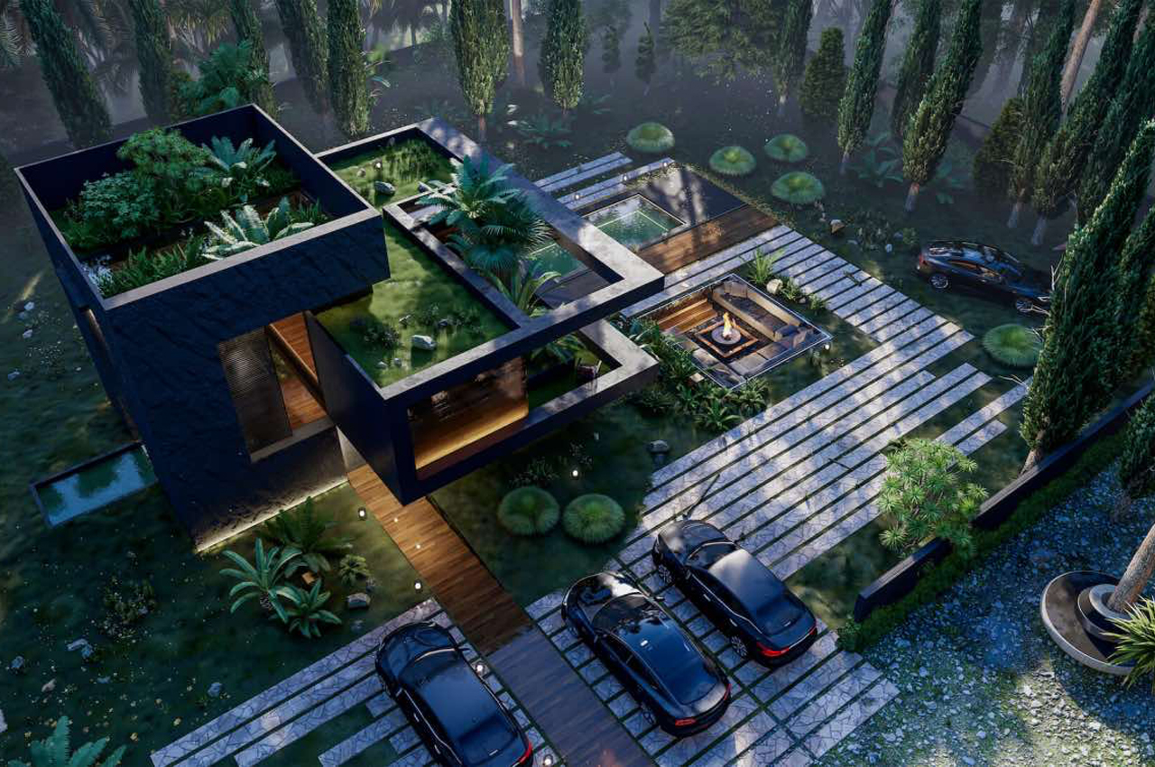 Hill House，Green roof，villa，Architectural design，