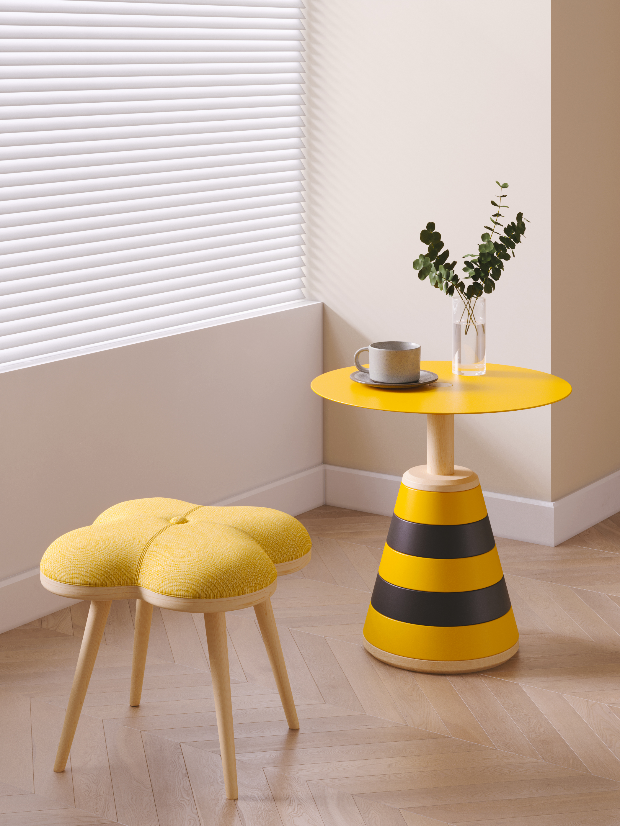 tea table，Side table，Northern Europe，honeybee，Clover，Cure system，furniture，solid wood，