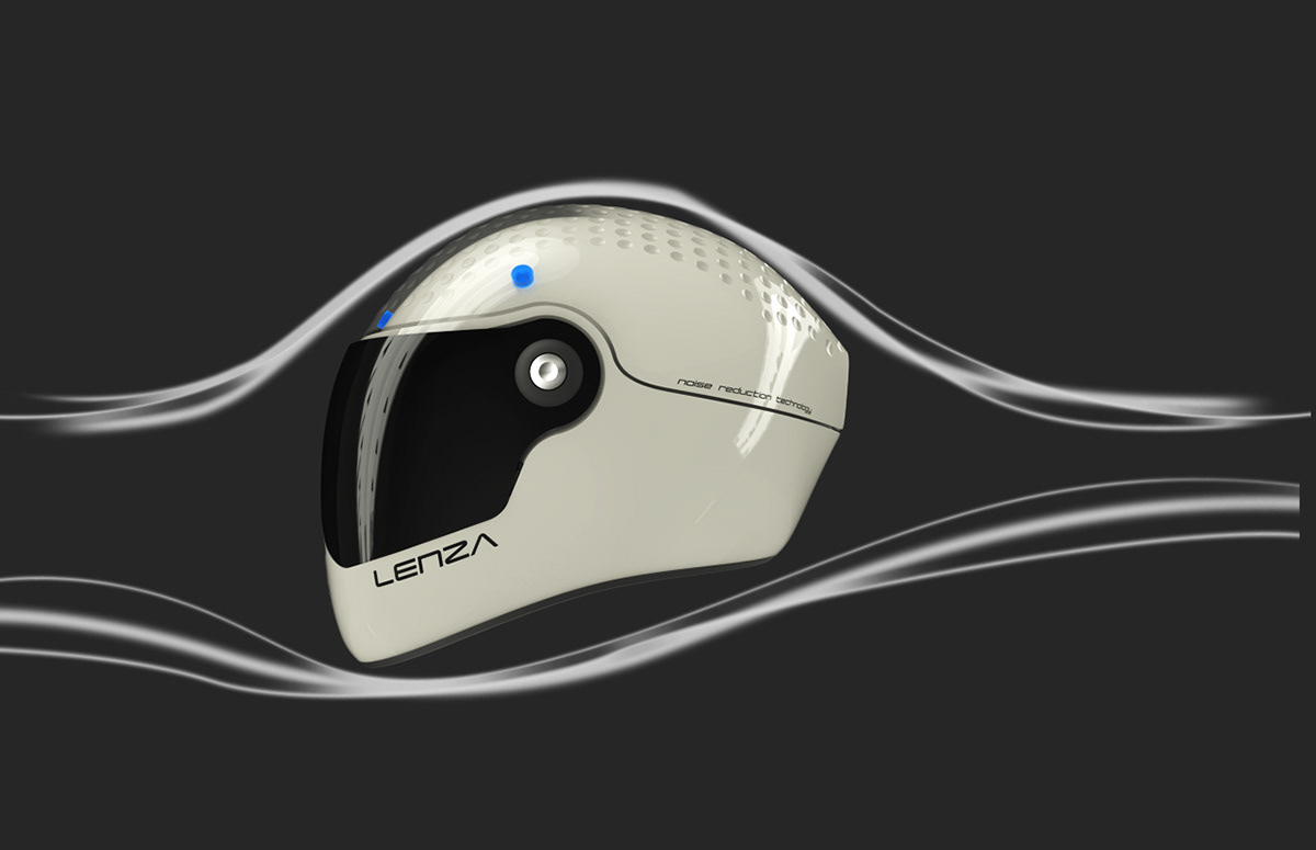 Louie Amphlett，LENZA ONE，Helmet design，motorcycle，Hearing impairment，Streamlined design，noise reduction，CFD (Computational Fluid Dynamics) test，