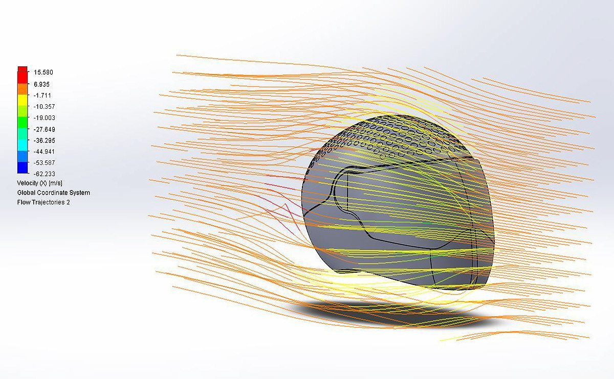 Louie Amphlett，LENZA ONE，Helmet design，motorcycle，Hearing impairment，Streamlined design，noise reduction，CFD (Computational Fluid Dynamics) test，