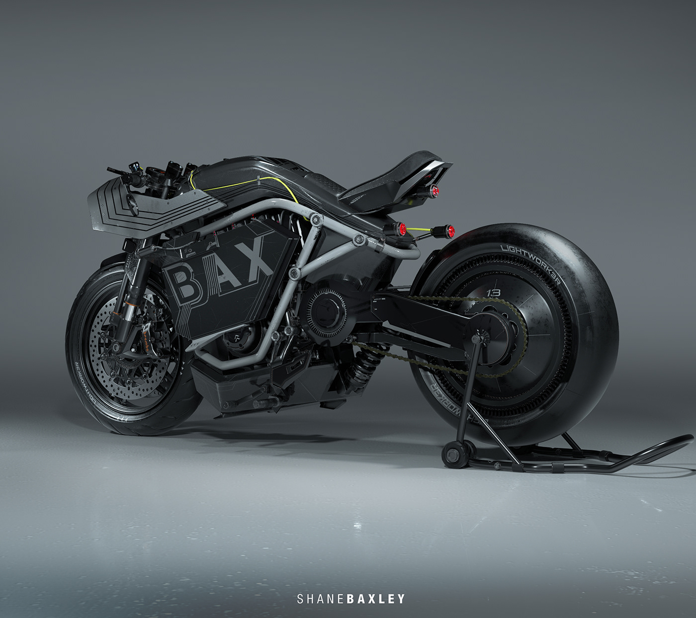 美国3d建模设计师shane baxley设计的摩托车bax moto mk3,太帅了!