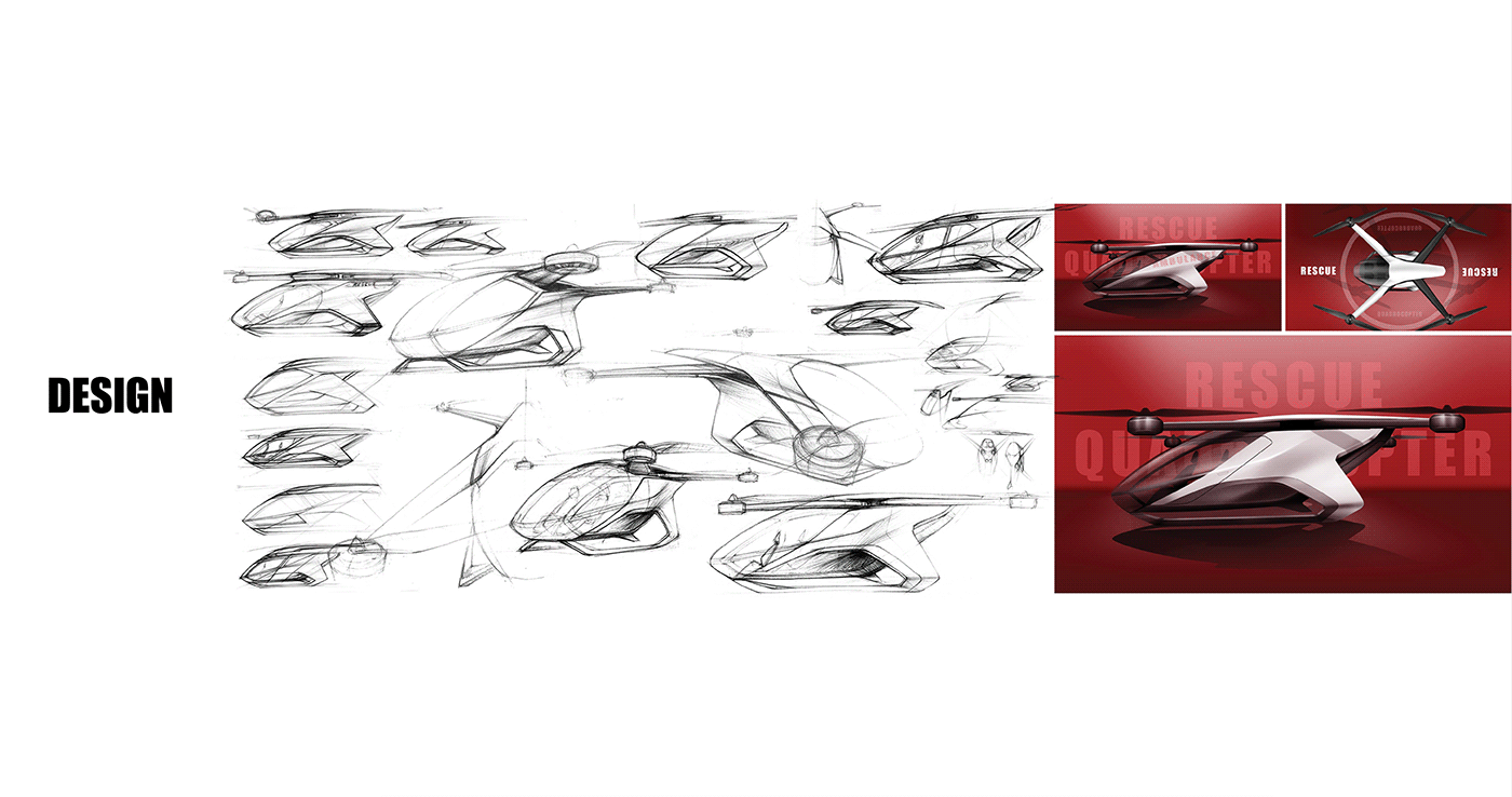 Aerocraft，Aircraft Rescue，Four axis，industrial design，