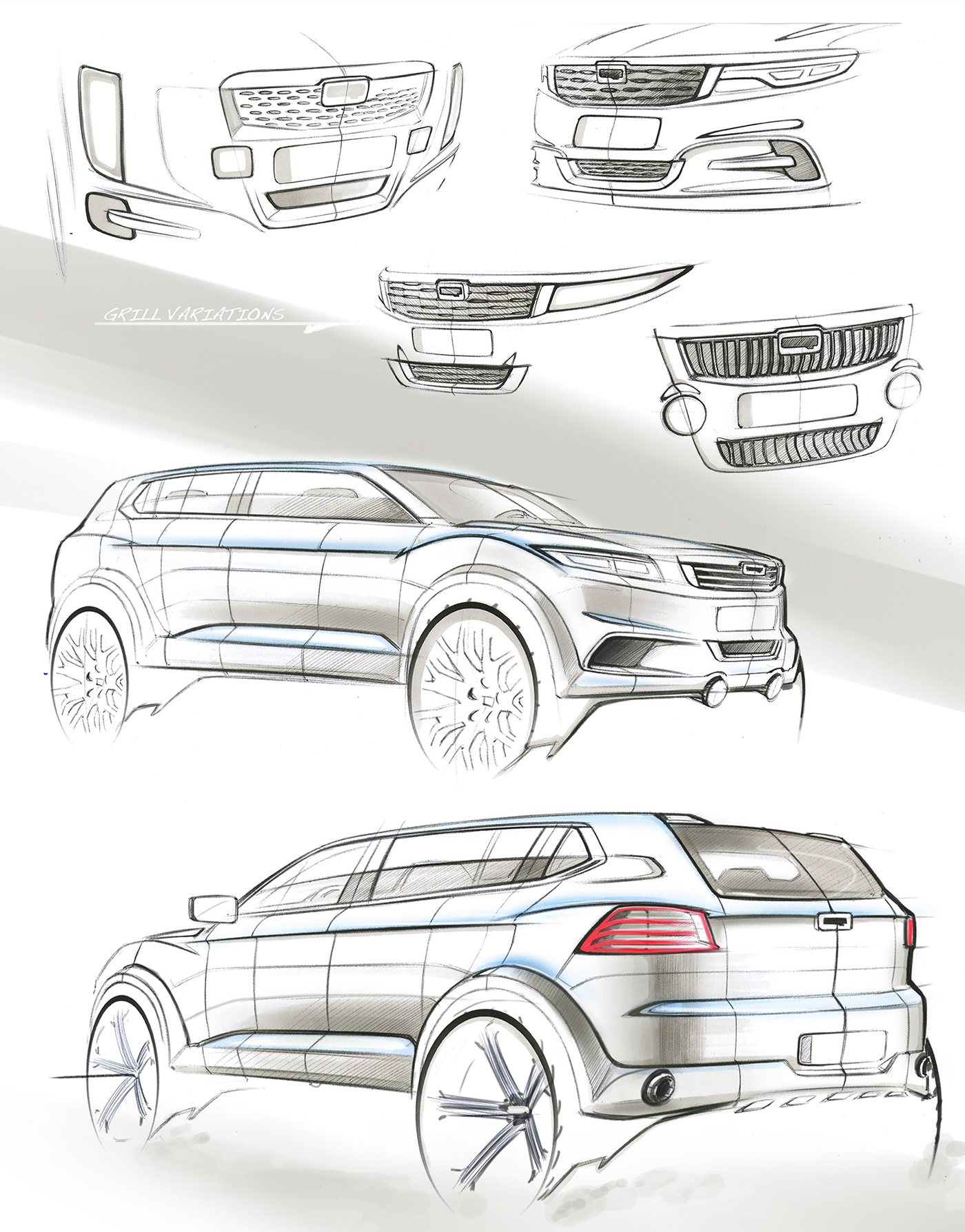 QOROS，suv，Automobile design，Hand drawn，draft，