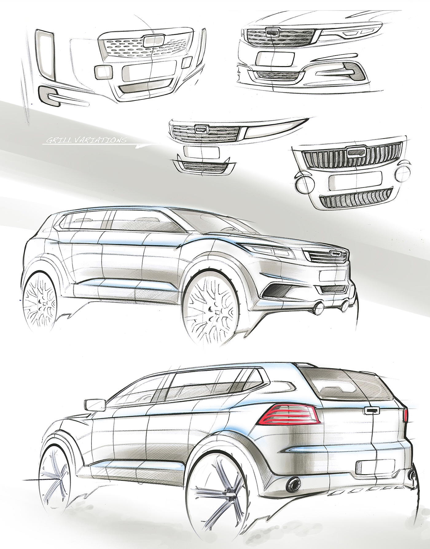 QOROS，suv，Automobile design，Hand drawn，draft，