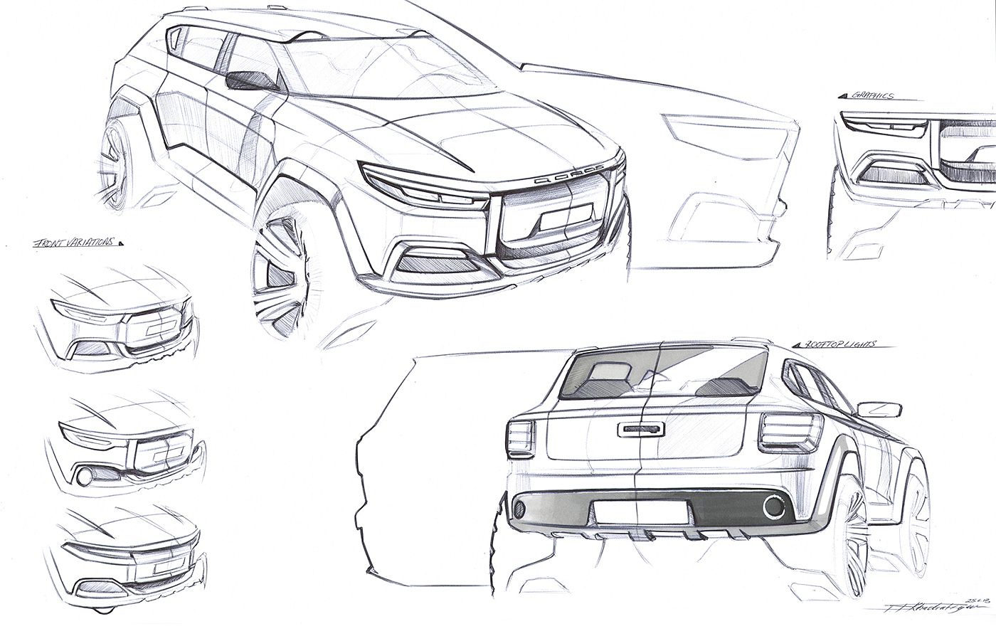 QOROS，suv，Automobile design，Hand drawn，draft，