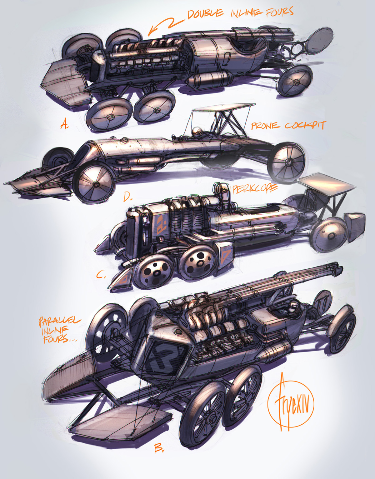 Automobile design，racing，Retro，Hand drawn，Ubee ，